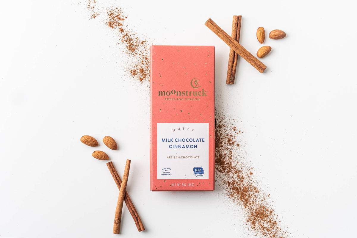 Moonstruck Chocolate Co - Nutty Milk Chocolate Cinnamon Bar
