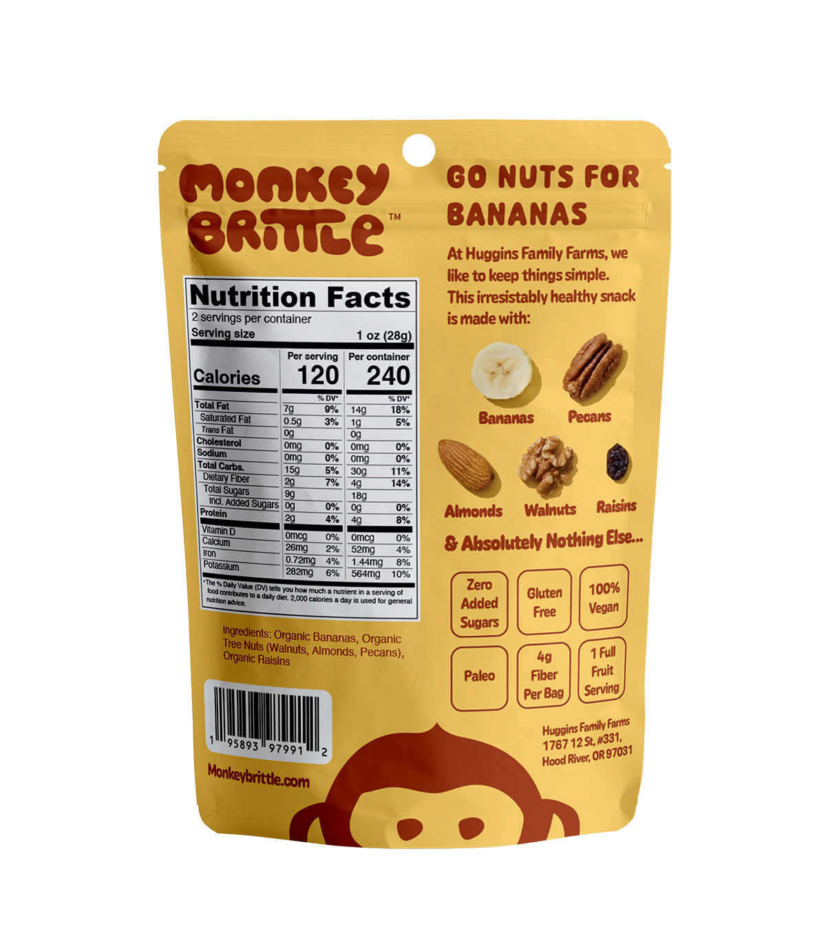 Huggins Family Farms - Monkey Brittle - Original - Case of (6) 2oz Bags