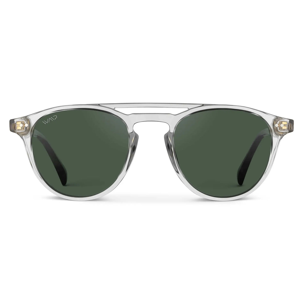 WMP Eyewear Easton polarized sunglasses in clear acetate with smoke green lens