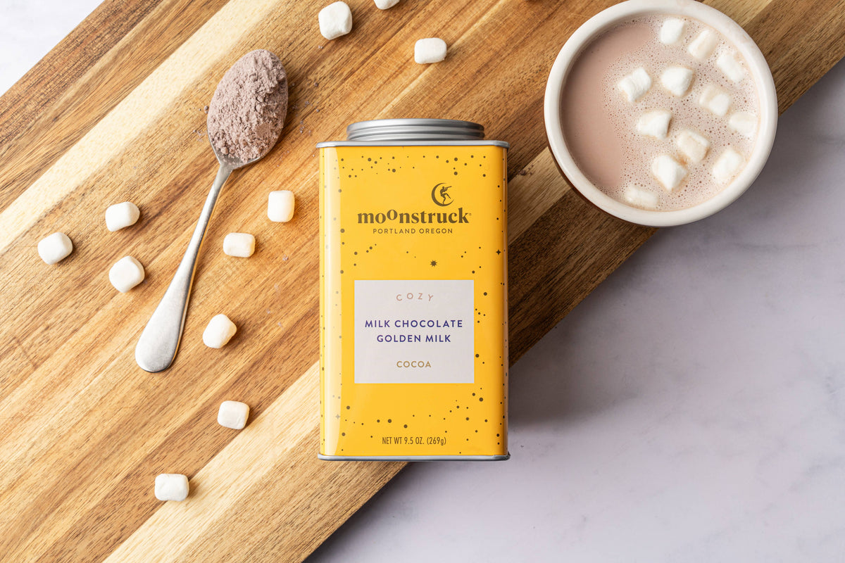 Moonstruck Chocolate Co - Cozy: Golden Milk Chocolate Hot Cocoa Tins