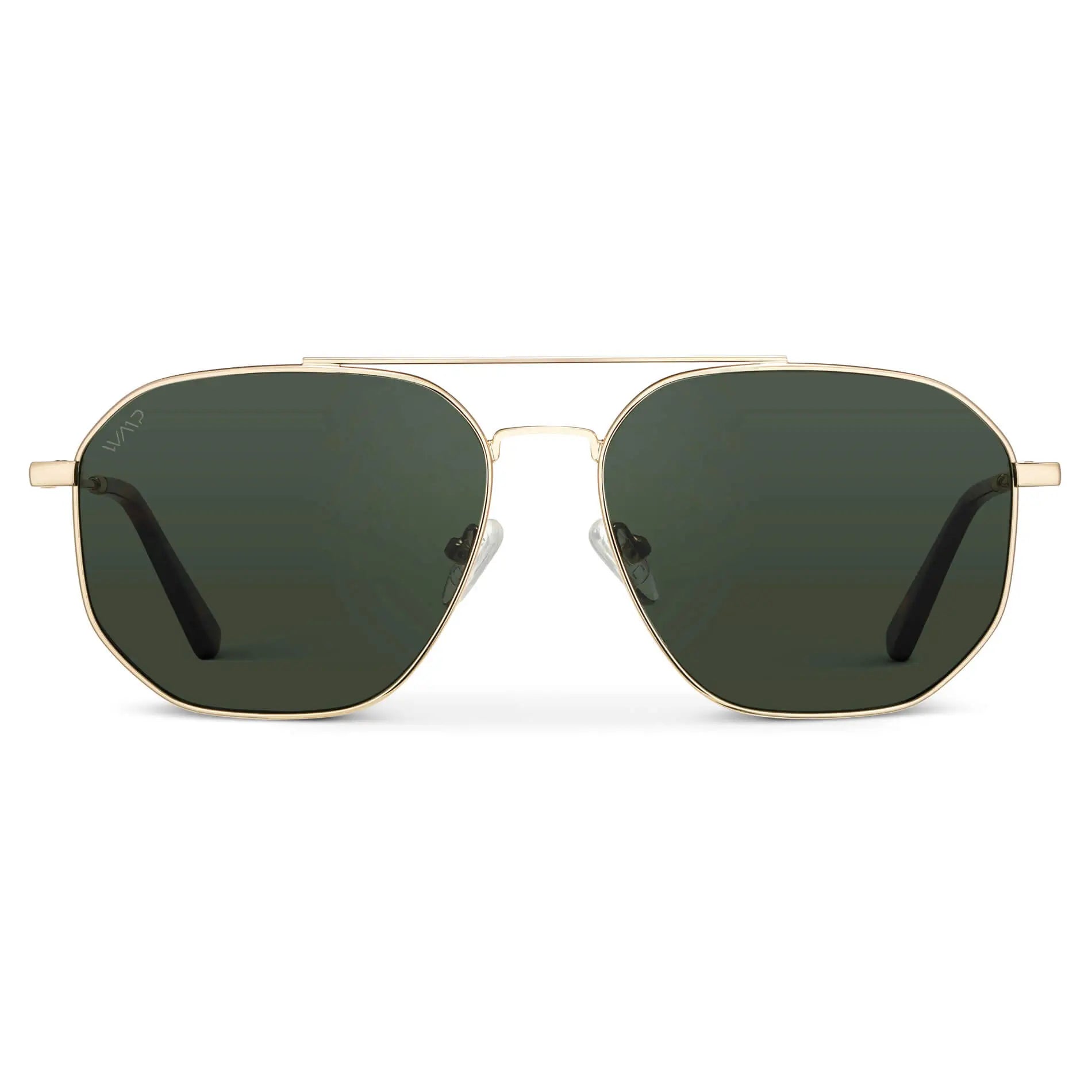 WMP Eyewear Emmett polarized aviator sunglasses in gold with smoke green lens