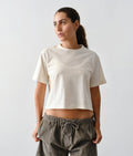 Industry of All Nations clean cropped t-shirt, undyed organic cotton