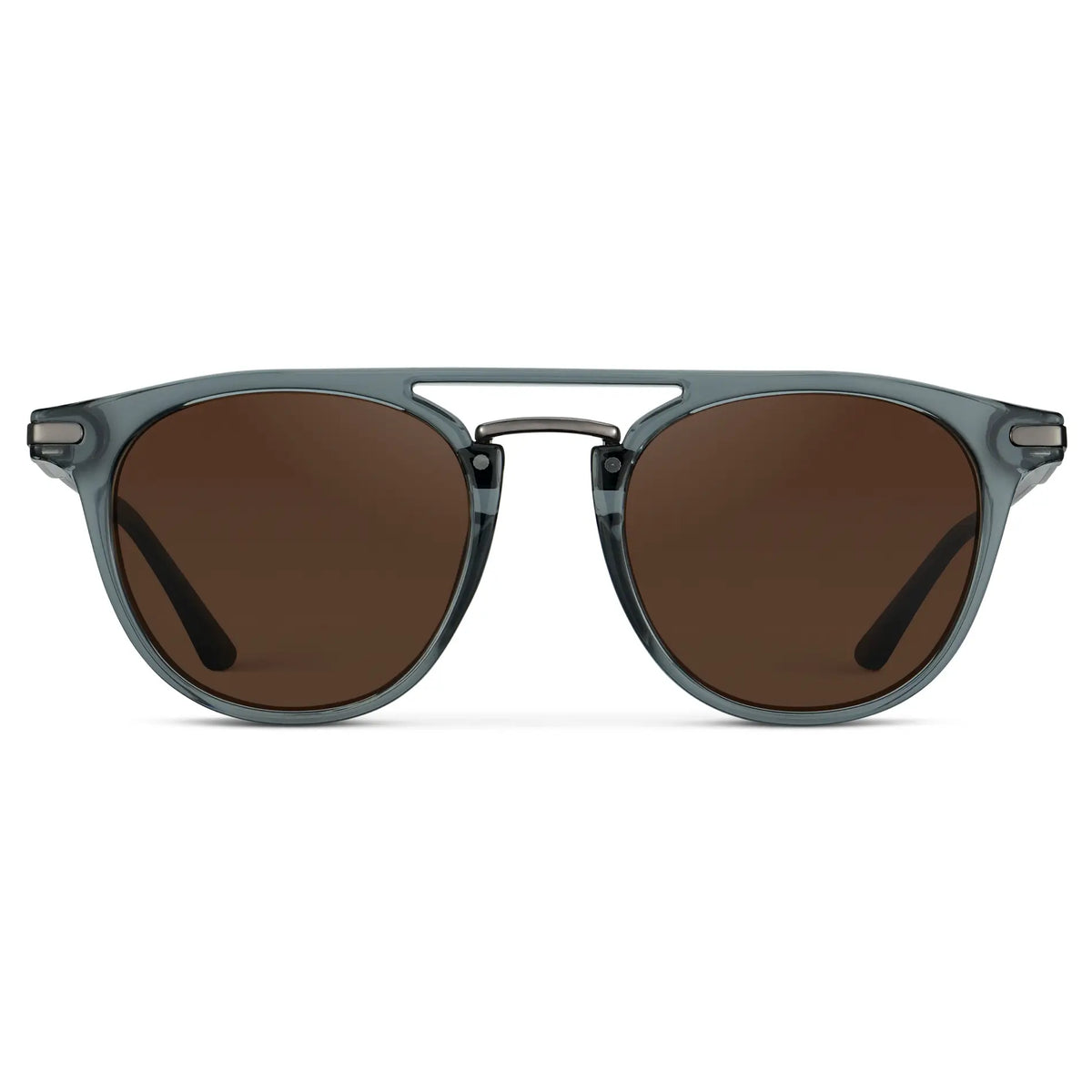 WMP Eyewear Hayes round polarized sunglasses in stone blue