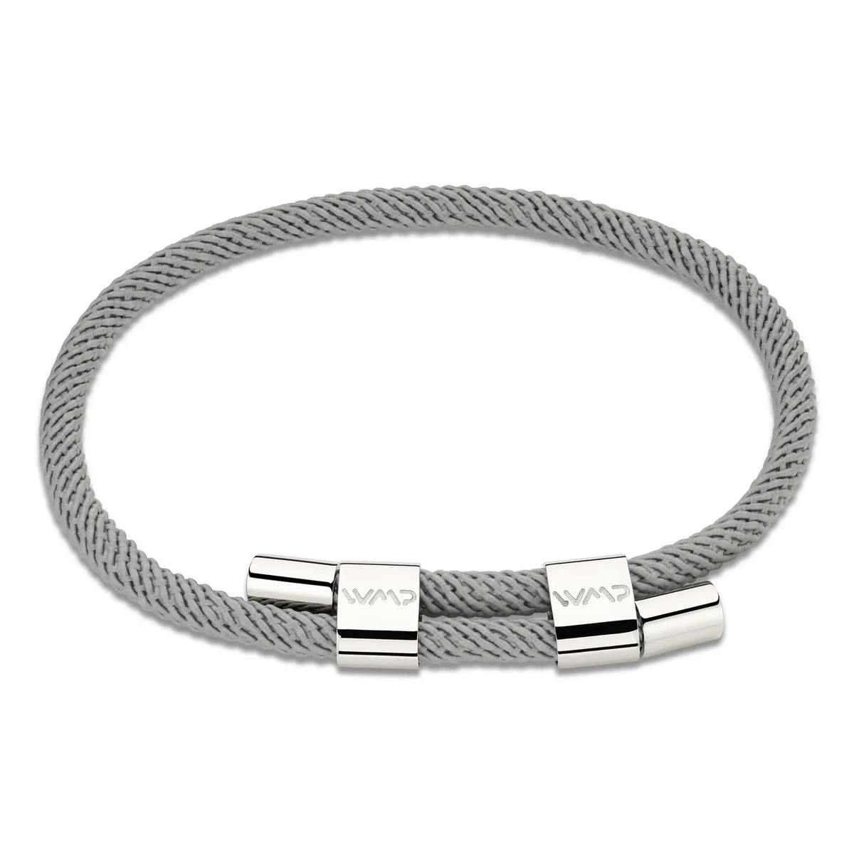 WMP Eyewear Knox rope bracelet in stone grey with silver closure