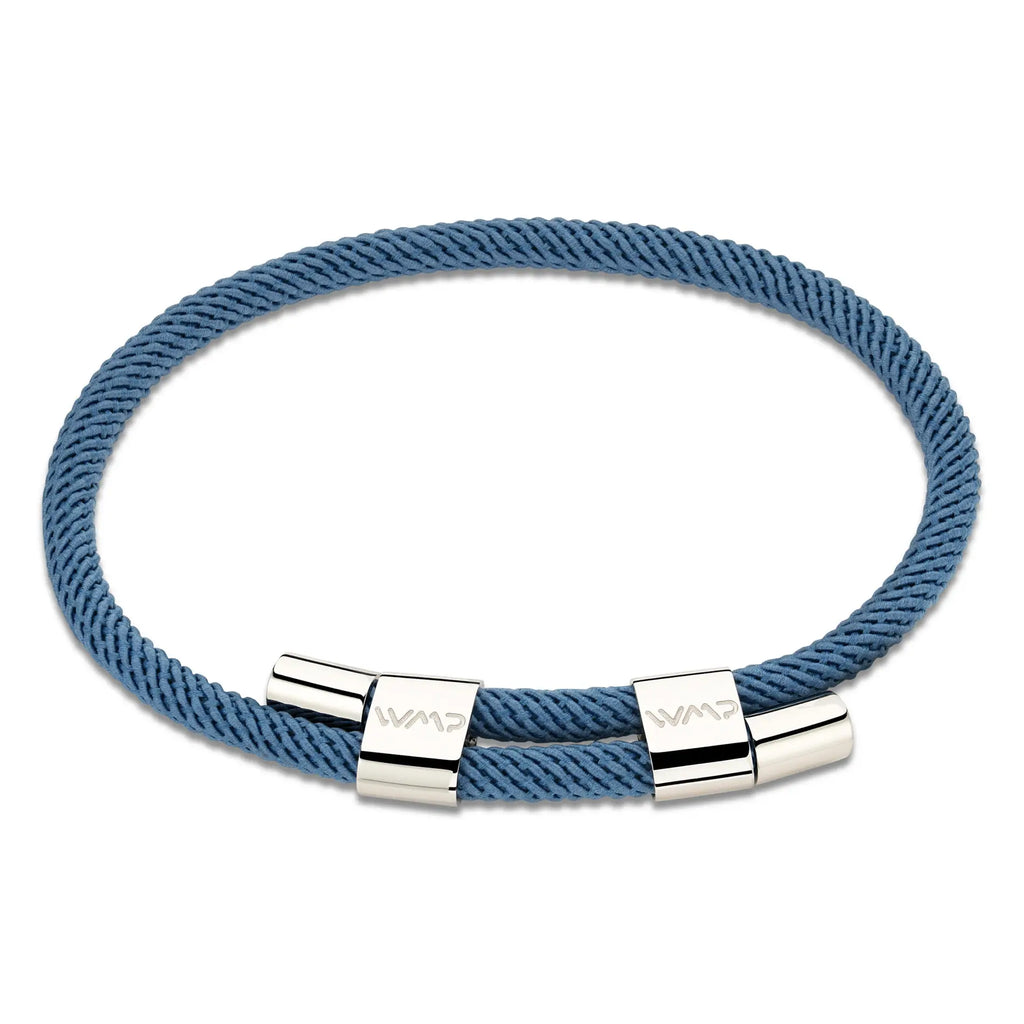 WMP Eyewear Knox rope bracelet in denim blue with silver closure