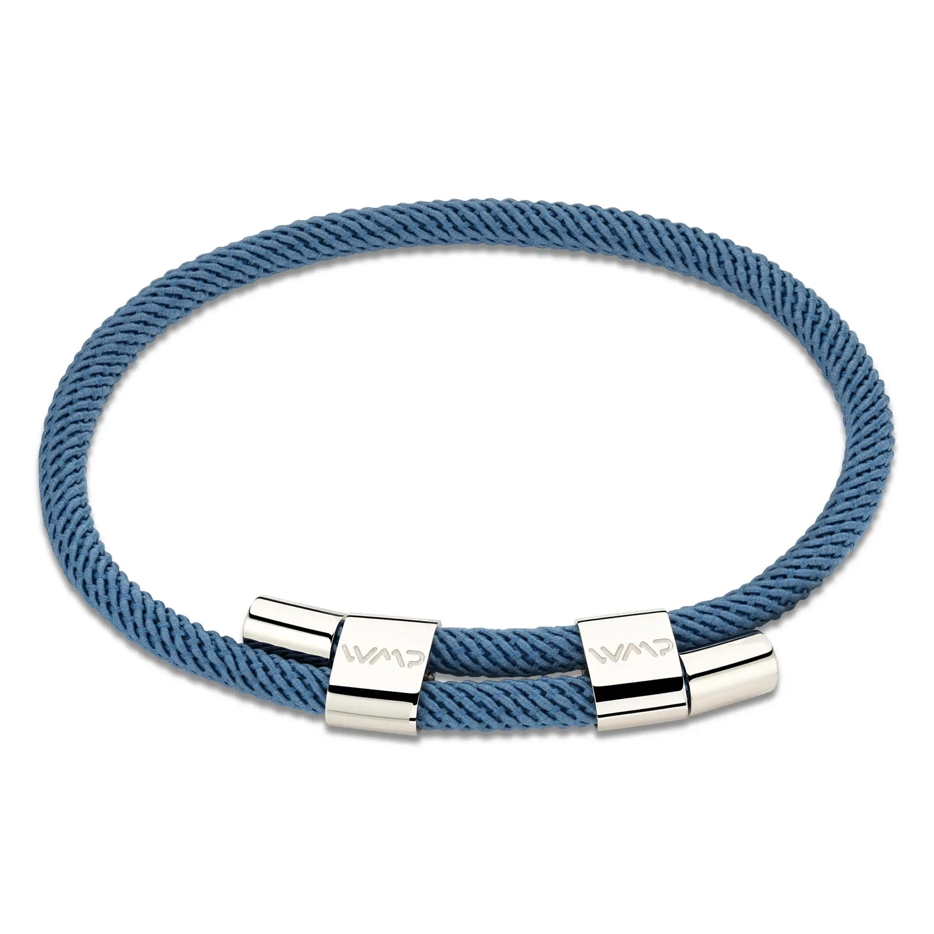 WMP Eyewear Knox rope bracelet in denim blue with silver closure
