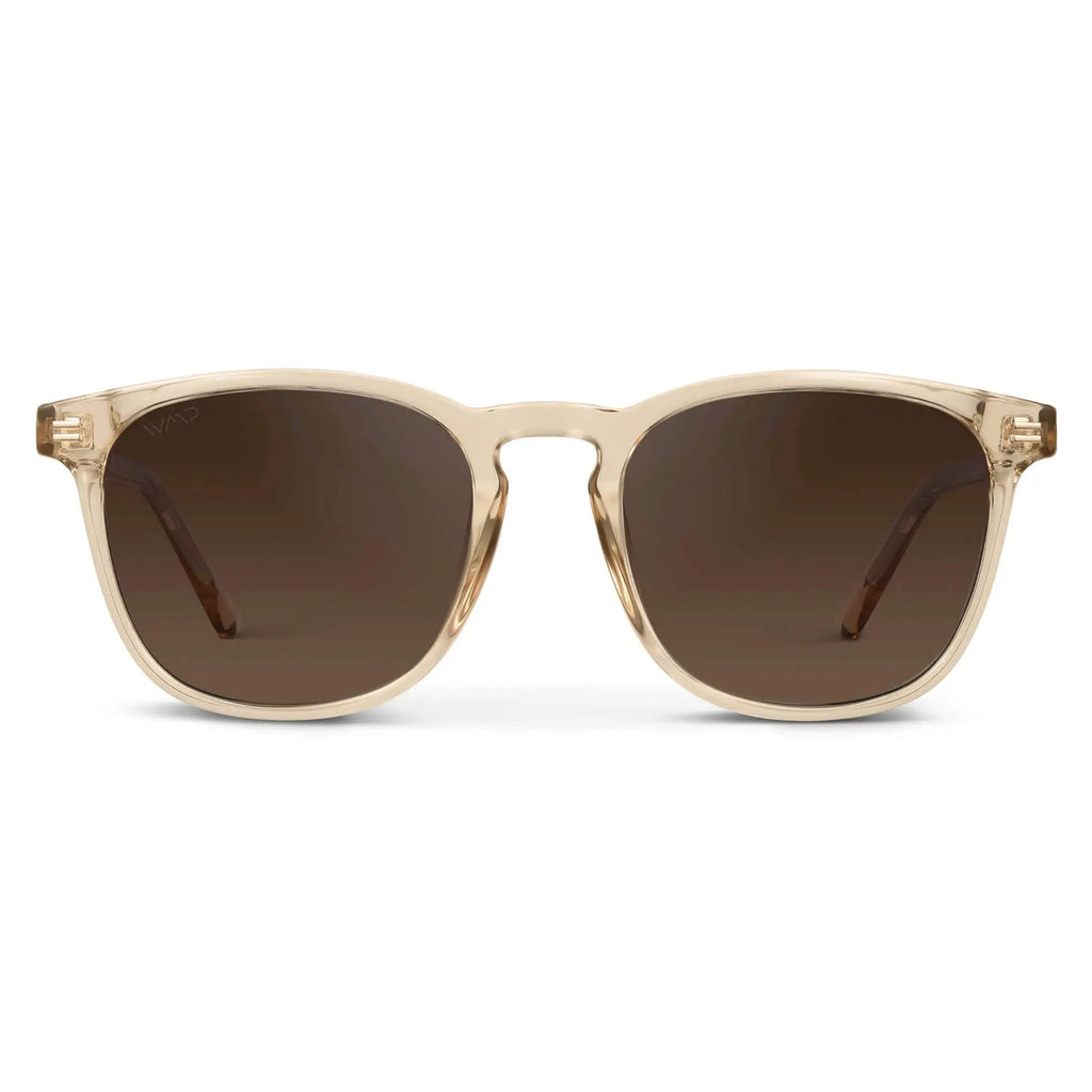 WMP Eyewear Nick polarized sunglasses in crystal sand brown with dark beige gradient lens