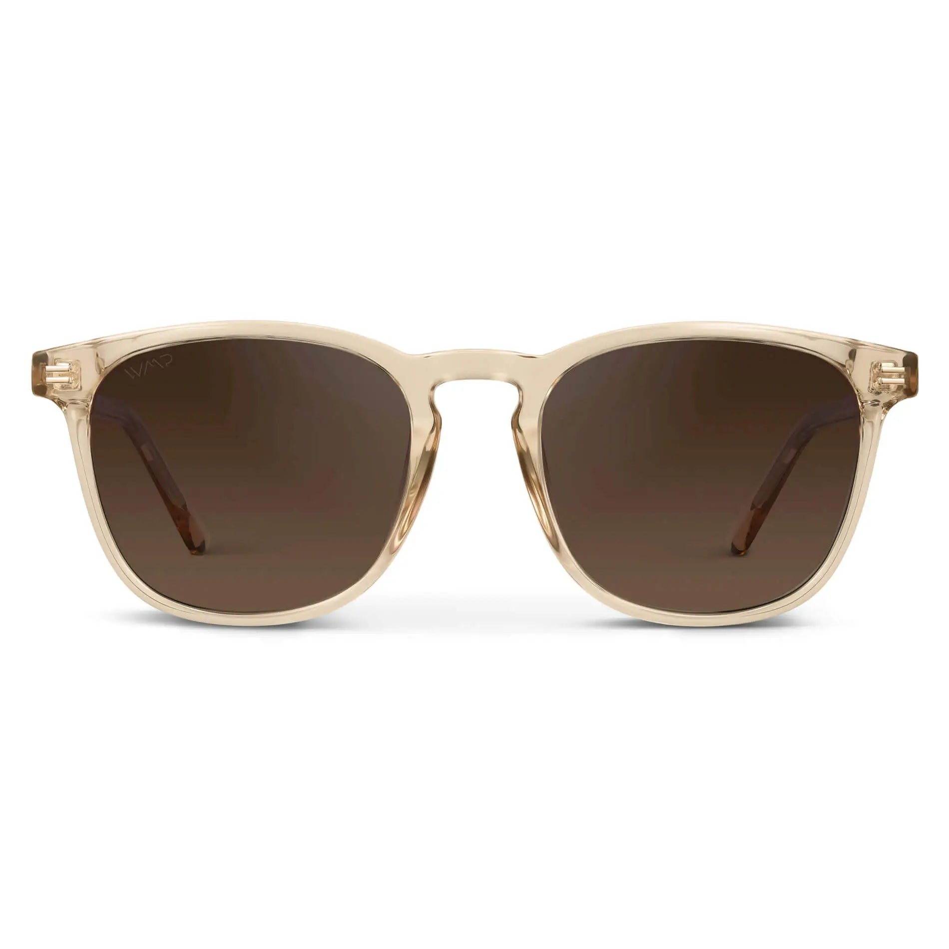 WMP Eyewear Nick polarized sunglasses in crystal sand brown with dark beige gradient lens