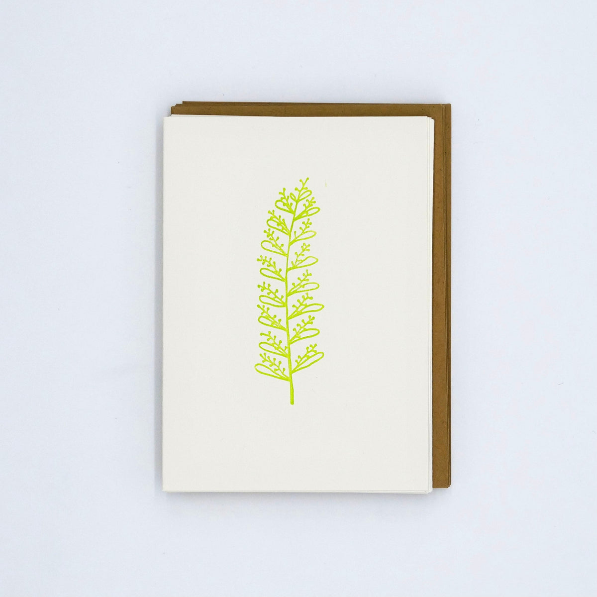 Letterpress card with a botanical twig illustration