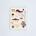 Letterpress card with a mushroom illustration