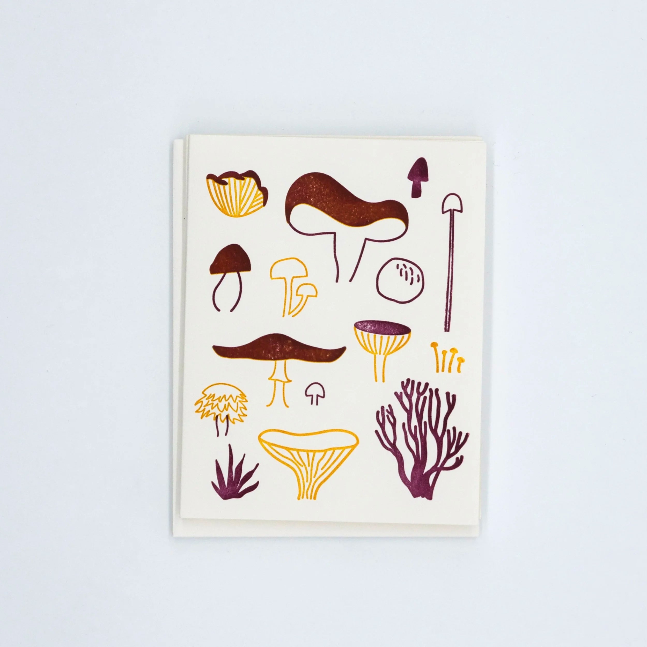 Letterpress card with a mushroom illustration