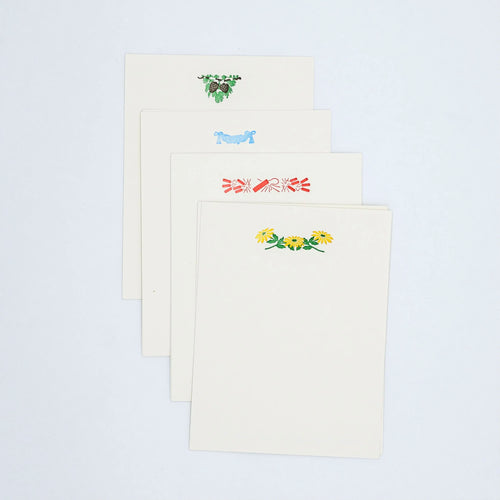 Assorted letterpress flat card stationery set with envelopes