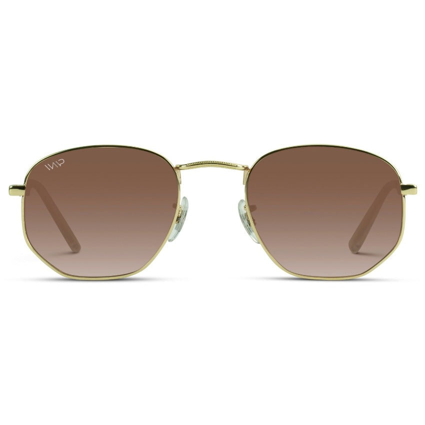 Bexley Polarized Sunglasses, gold frame with gradient brown lens