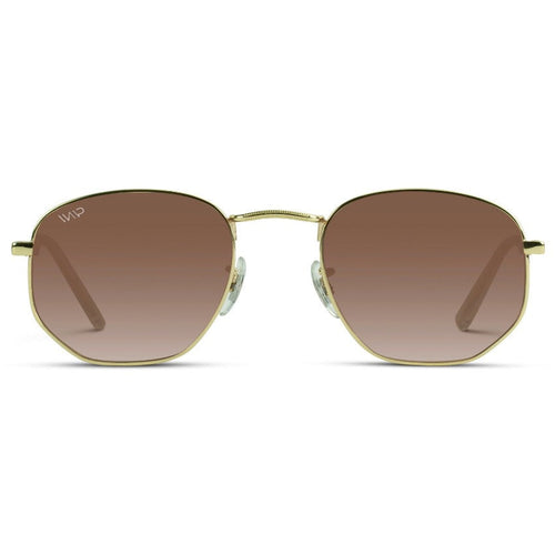 Bexley Polarized Sunglasses, gold frame with gradient brown lens