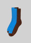 American Trench Dual Tone Crew Sock, Cobalt/Brown