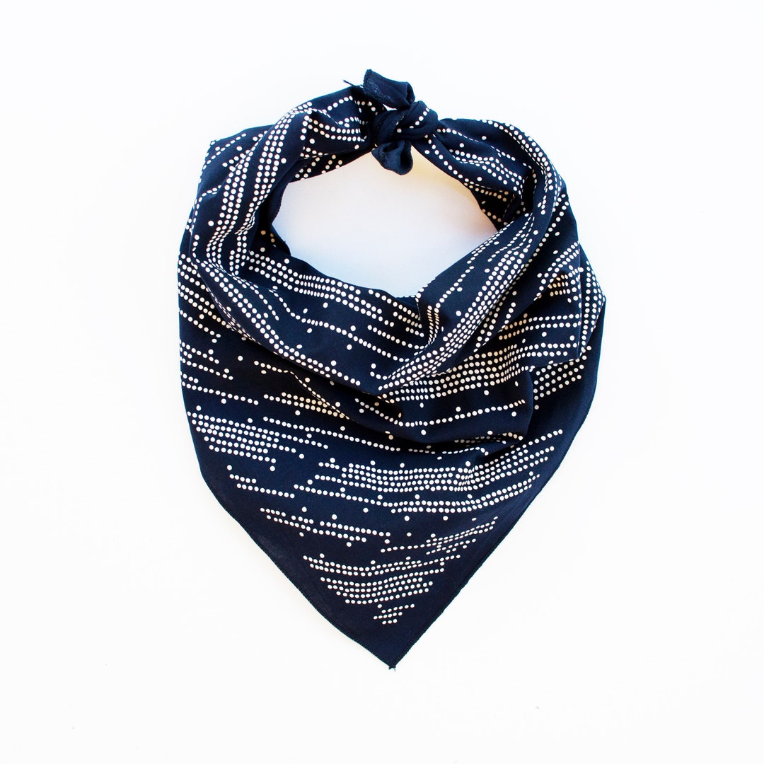 Navy Bandana, shooting star print, hand printed by Maryink