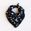 Black Bandana, bird print, hand printed by Maryink