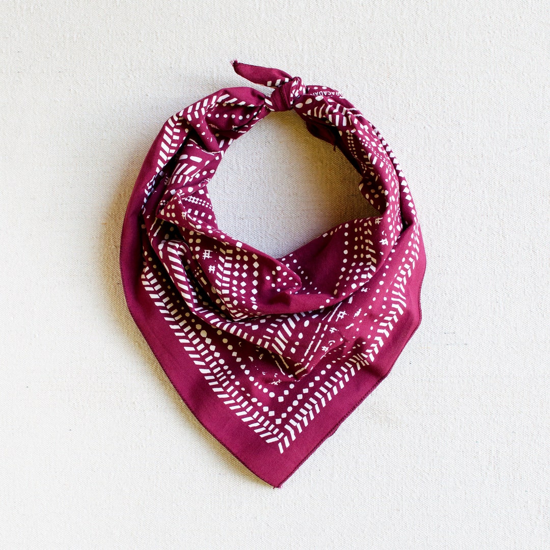 Wine Bandana, modern halftone print, hand printed by Maryink