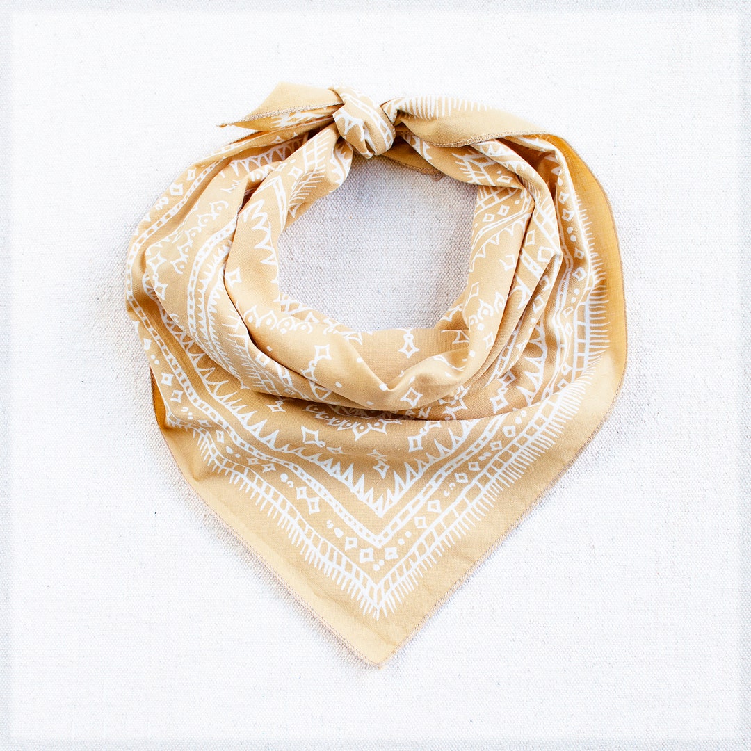 Sand Bandana, geometric diamond print, hand screen printed by Maryink