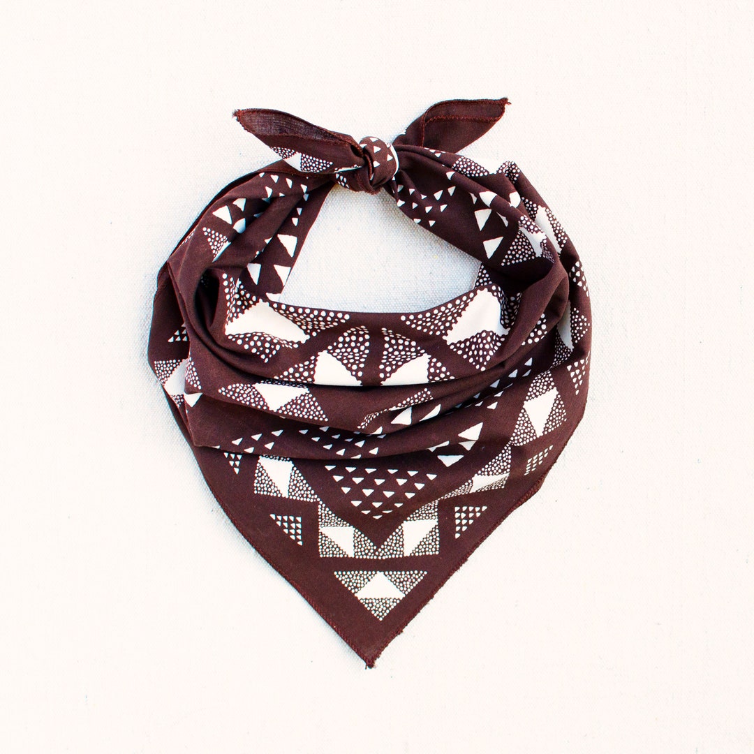 Brown Bandana, quilt pattern, hand printed by Maryink